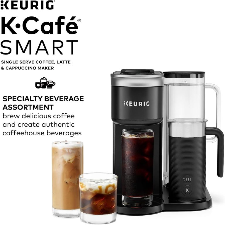 Keurig K-Café SMART Single Serve Coffee Maker with WiFi Compatibility, Latte and Cappuccino Machine with Built-In Frother, 6 Brew Sizes, Compatible with Alexa, Black, (5000365485)