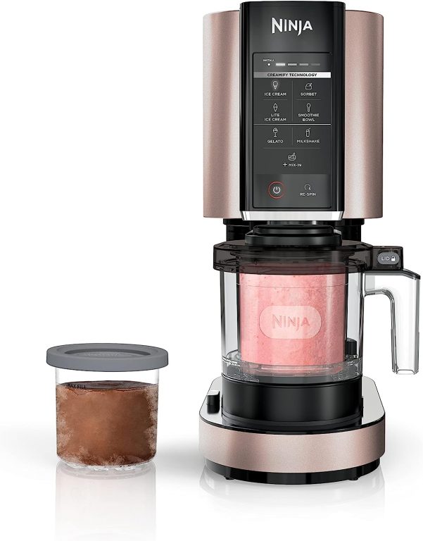 Ninja NC301 CREAMi Ice Cream Maker, for Gelato, Mix-ins, Milkshakes, Sorbet, Smoothie Bowls & More, 7 One-Touch Programs, with (2) Pint Containers & Lids, Compact Size, Perfect for Kids