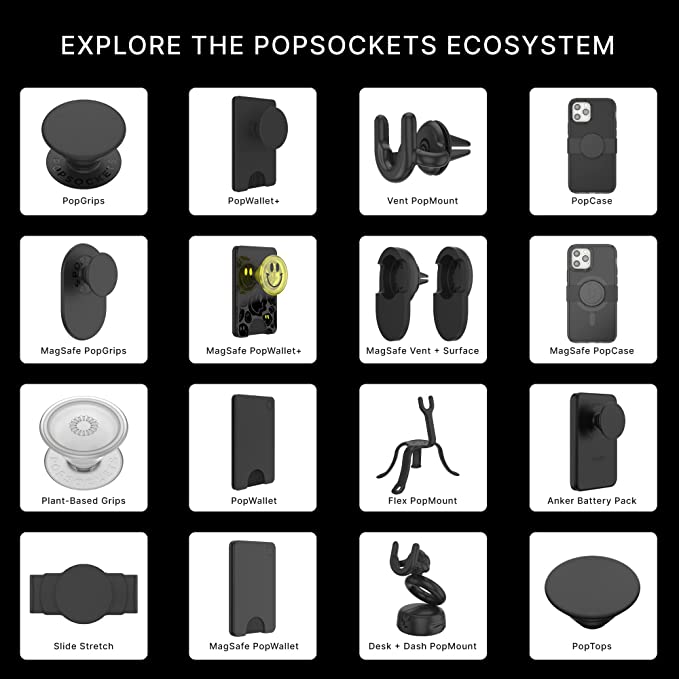PopSockets: Phone Wallet with Expanding Grip, Phone Card Holder, Wireless Charging Compatible, Wallet for MagSafe – All Smiles