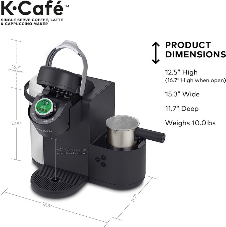 Keurig K-Café SMART Single Serve Coffee Maker with WiFi Compatibility, Latte and Cappuccino Machine with Built-In Frother, 6 Brew Sizes, Compatible with Alexa, Black, (5000365485)