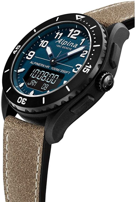 Alpina Men’s Alpiner X Outdoor Connected Watch, Multi-Functional, Activity, Sleep, GPS, Message Notifications, Worldtimer, Digitial LED Screen, Sapphire Crystal, 45mm (Model: AL-284LNN5AQ6L)