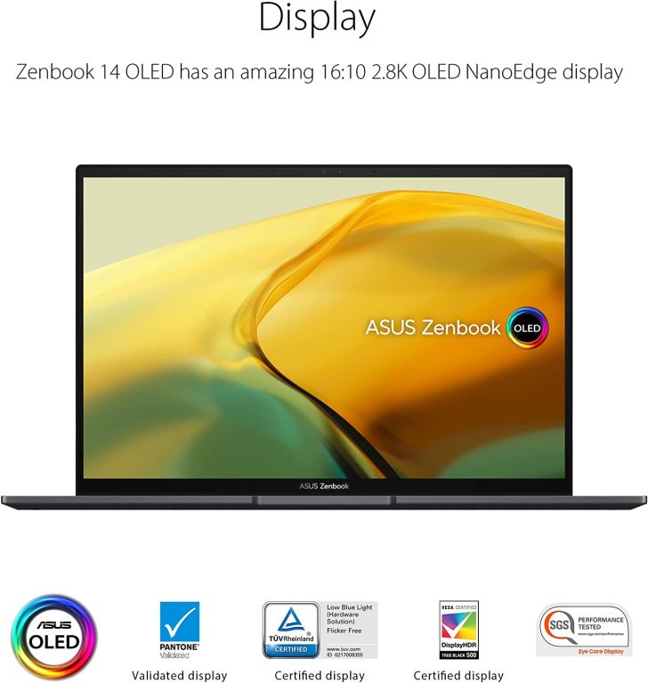 ASUS ZenBook Laptop 14â€ 2.8K OLED Display, AMD Ryzen 7 5825U CPU, Radeon Graphics, 8GB RAM, 512GB PCIe SSD, Windows 11 Home, Jade Black, UM3402YA-DS71