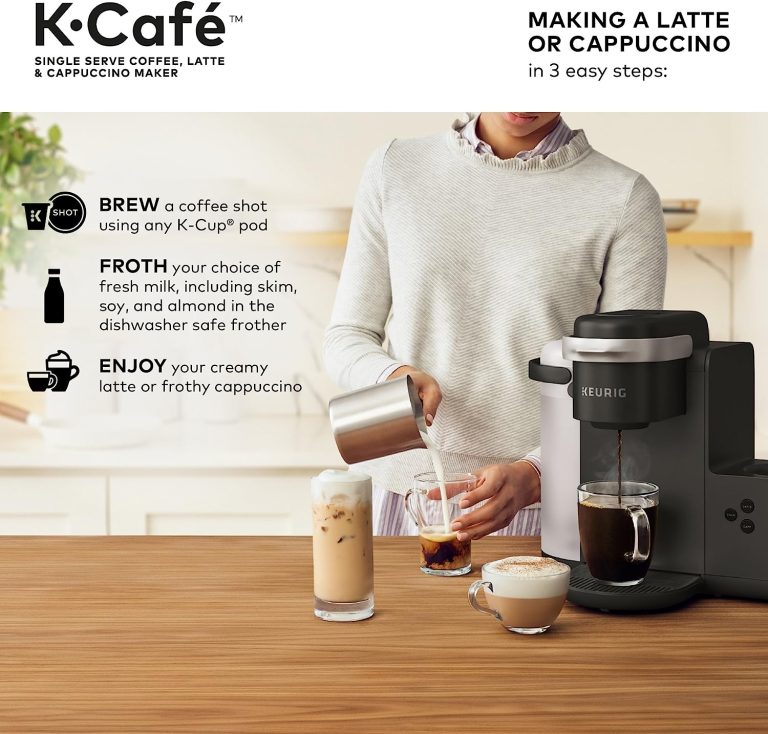 Keurig K-Café SMART Single Serve Coffee Maker with WiFi Compatibility, Latte and Cappuccino Machine with Built-In Frother, 6 Brew Sizes, Compatible with Alexa, Black, (5000365485)