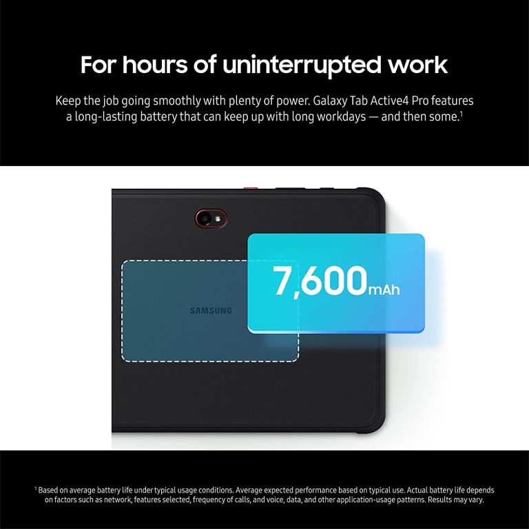 SAMSUNG Galaxy TabActive4 Pro 10.1†64GB Wi-Fi Android Work Tablet, LTE Unlocked, 4GB RAM, Rugged Design, Sensitive Touchscreen, Long-Battery Life-for Workers, SM-T630UZKAN20, Black