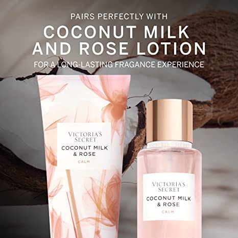 Victoria’s Secret Coconut Milk and Rose Body Mist for Women, Perfume with Notes of Coconut Milk and Rose, Womens Body Spray, Feel Calm Women’s Fragrance – 250 ml / 8.4 oz