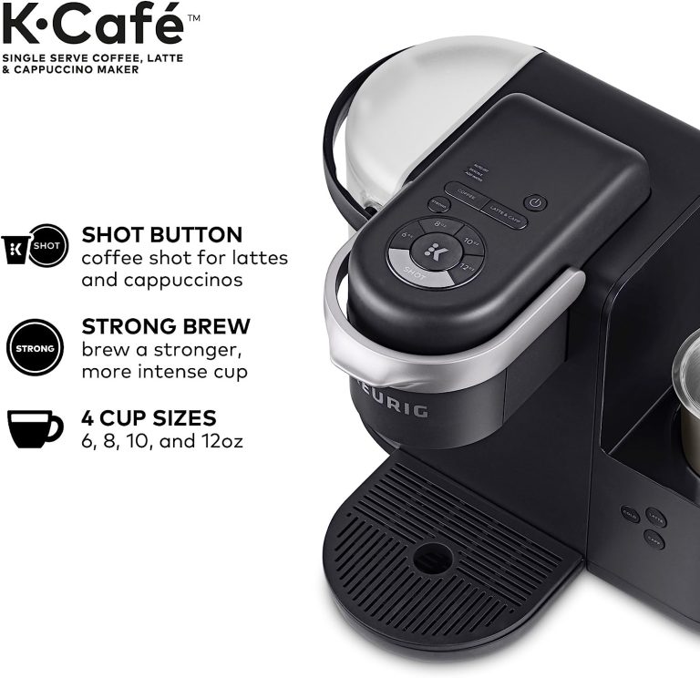 Keurig K-Café SMART Single Serve Coffee Maker with WiFi Compatibility, Latte and Cappuccino Machine with Built-In Frother, 6 Brew Sizes, Compatible with Alexa, Black, (5000365485)