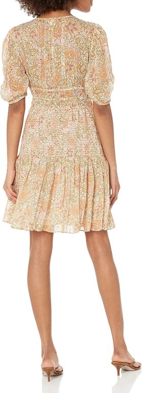 Shoshanna Women’s Aubrey Puff Sleeve Smocked Mini Dress