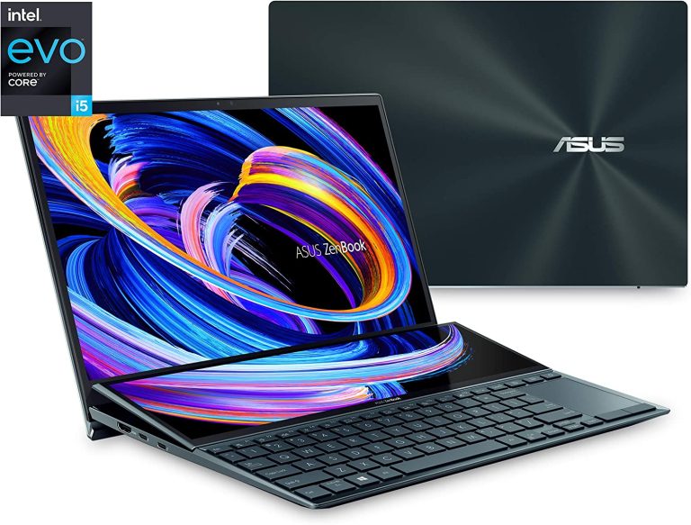 ASUS ZenBook Duo 14 UX482 14†FHD Touch Display, Intel Evo Platform, Core i5-1155G7, 8GB RAM, 512GB PCIe SSD, ScreenPad Plus, Windows 10 Home, Wifi 6E, Celestial Blue, UX482EAR-EB51T