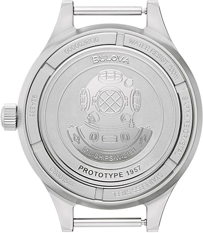 Bulova Men’s Archive Series MIL-SHIPS-W-2181 Stainless Steel 3-Hand Hack Automatic Watch, Grey Nylon Strap and Black Matte Dial Style: 98A266