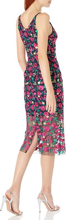 Dress the Population Women’s Aurora Sleeveless Plunge Neck Bodycon Midi Dress