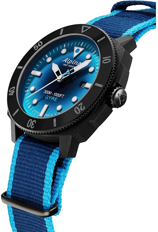 Alpina Limited Edition Seastrong Diver Gyre, Recycled Material Case and Strap, RPET, 3-Hand Date Automatic Swiss, Sapphire Crystal, Luminous Markers, 38 Hour Power