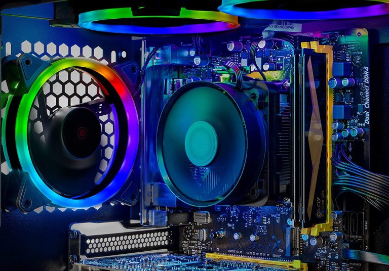 Roll over image to zoom in Skytech Shadow 3.0 Gaming PC Desktop – AMD Ryzen 5 3600 3.6GHz, RTX 3060 Ti 8GB GDDR6, 16GB DDR4 3200, 1TB NVMe SSD, 600W Gold PSU, RGB Fans, AC WiFi, Windows 10 Home 64-bitâ€¦