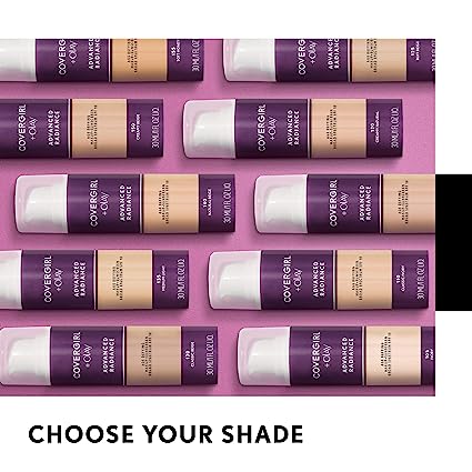 COVERGIRL Advanced Radiance Age Defying Liquid Foundation in Classic Ivory, Hides Wrinkles & Lines, Sensitive Skin Safe, Packaging May Vvary