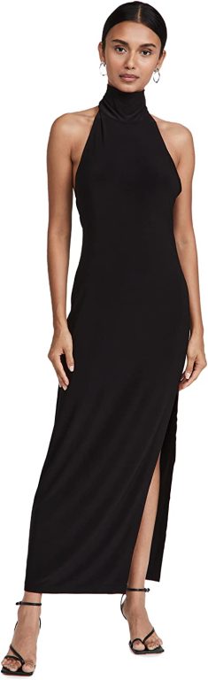 Norma Kamali Women’s Halter Turtle Side Slit Gown