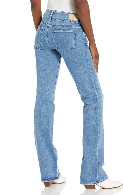 PAIGE Women’s Sloane w/Wide Waistband Double Button Low Rise Straight Leg Slight Bootcut Distressed
