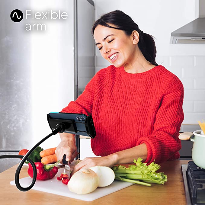 TALK WORKS Gooseneck Clip Mount Compatible w/iPhone 13/13 Pro/13 Pro Max/14/14 Plus/14 Pro/14 Pro Max, Apple, Android, Samsung – Flexible Cell Phone Holder Tabletop Stand (Black)