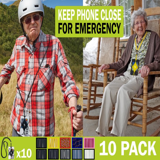 Around The Neck Phone Holder by Gecko – Neck Holder for Cell Phone Compatible with iPhone 11 Crossbody Case with Strap (10 Pack – Family Travel)