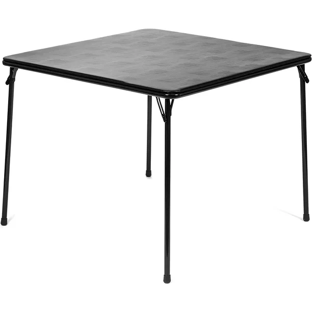5pc. XL Series Folding Card Table and Triple Braced Fabric Padded Chair Set, Commercial Quality, Black, 38″ x 38″ x 29.5″