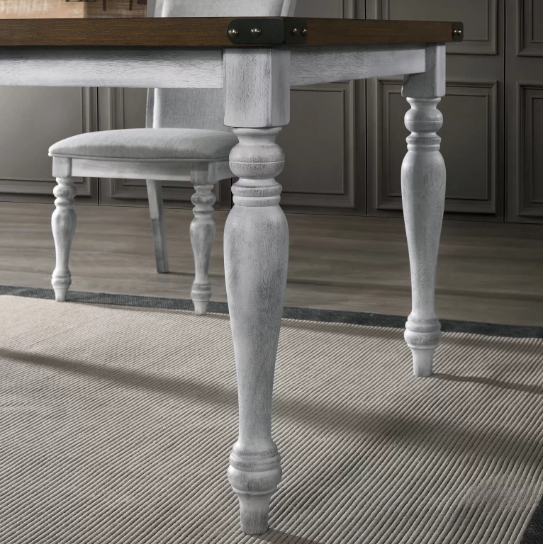 Roundhill Furniture Salines 31” Height 6-Piece Dining Set, Rustic White and Oak