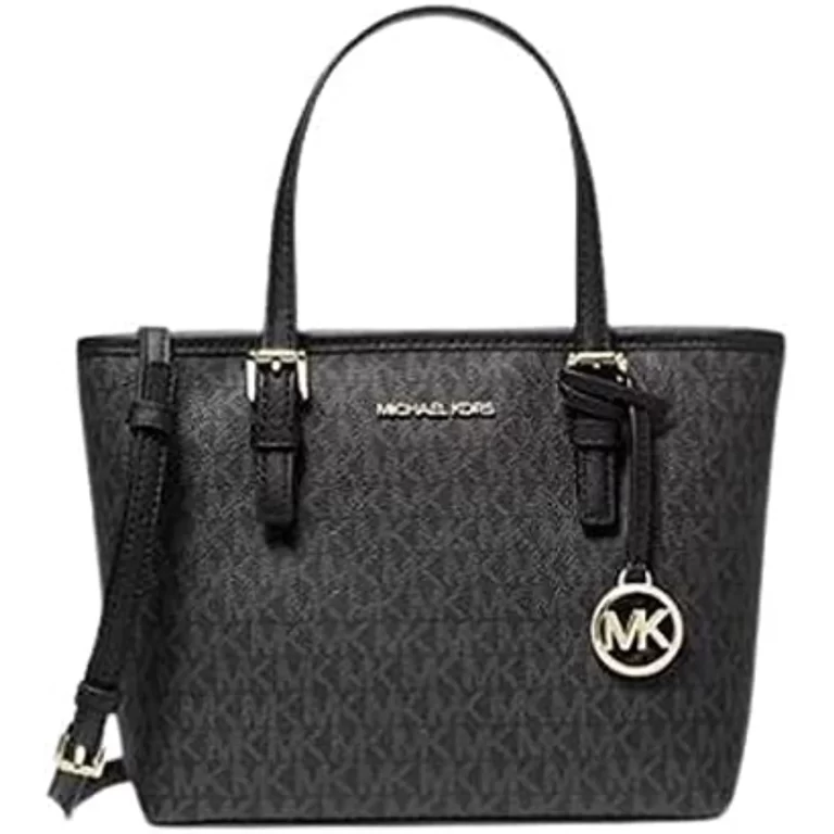 Michael Kors Xs Carry All Jet Set Travel Womens Tote (Black Sig/Gold) â€¦