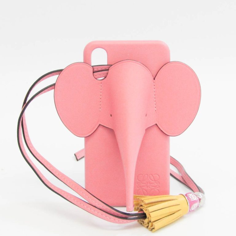 Authenticated Used Loewe Leather Phone Bumper For IPhone X Pink elephant