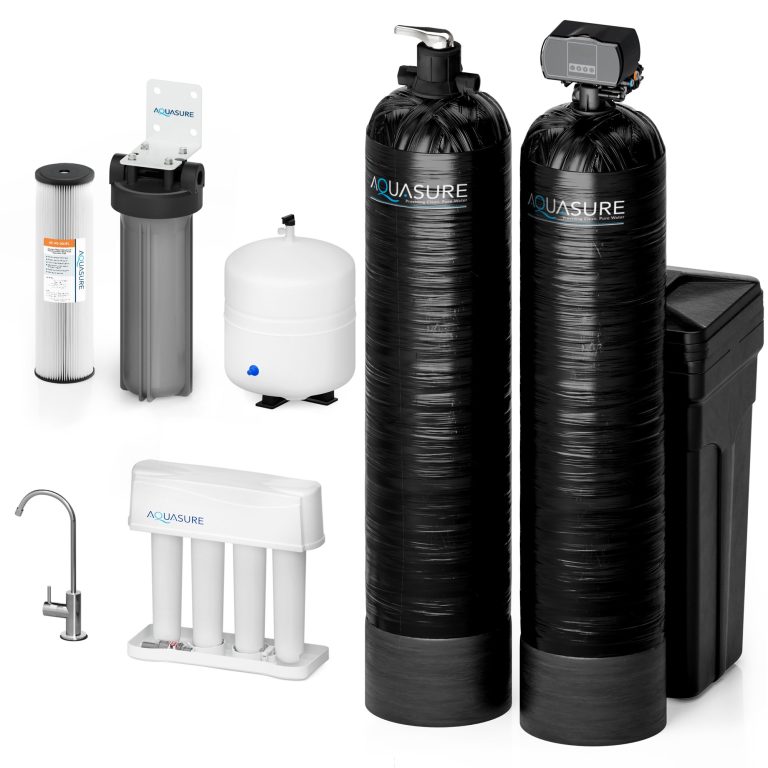 Aquasure Signature Elite 64,000 Grains Whole House Water Filter System with Reverse Osmosis, Filters 99% of Chlorine & Sediment, AS-SE1500FM