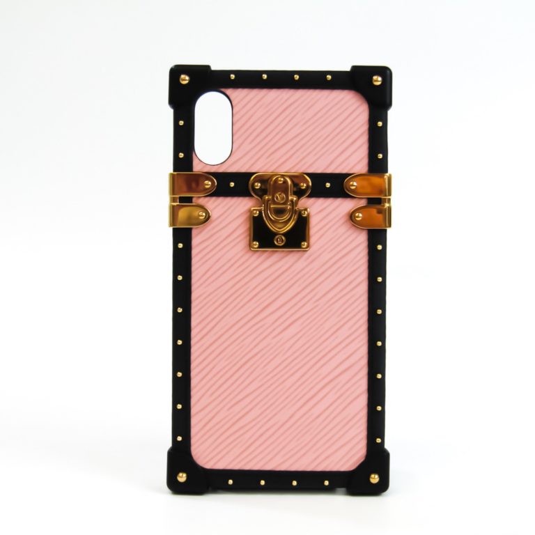 Authenticated Used Louis Vuitton Epi Epi Leather Phone Bumper For IPhone X Noir,Rose Ballerine iPhone X XS Eye Trunk Light M67894