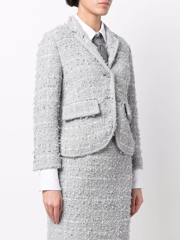 View The Look Image 3 of Thom Browne tweed single-breasted wool blazer Image 4 of Thom Browne tweed single-breasted wool blazer Image 5 of Thom Browne tweed single-breasted wool blazer Thom Browne tweed single-breasted wool blazer