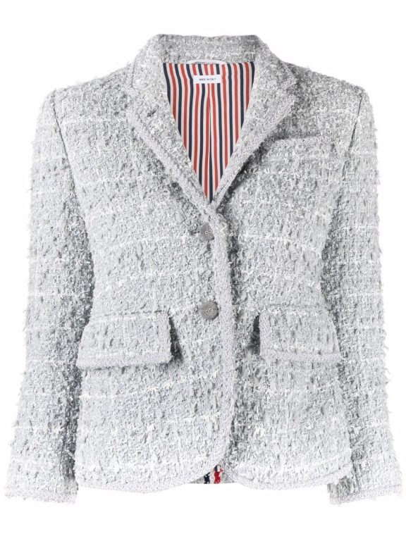 View The Look Image 3 of Thom Browne tweed single-breasted wool blazer Image 4 of Thom Browne tweed single-breasted wool blazer Image 5 of Thom Browne tweed single-breasted wool blazer  Thom Browne tweed single-breasted wool blazer