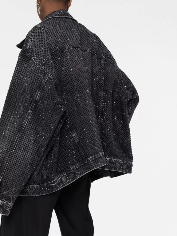 Balenciaga oversize crystal-embellished denim jacket