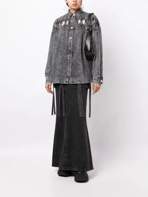 VII Victor Wang cut-out detailing denim jacket