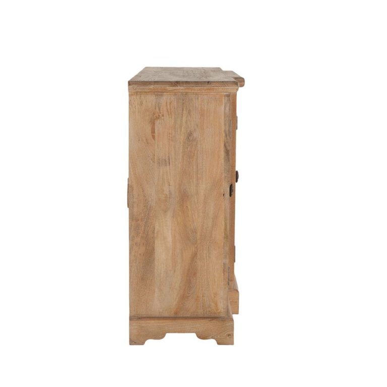 42 in. Cabinet with Carved Lattice Work Doors in Light Brown