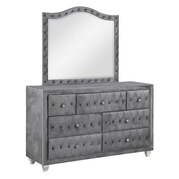 Deanna Upholstered Tufted Bedroom Set Grey