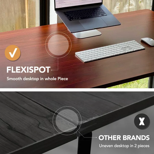 FLEXISPOT 55″ x 28″ Home Office Electric Height Adjustable Standing Desk Black Frame and Mahogany Top