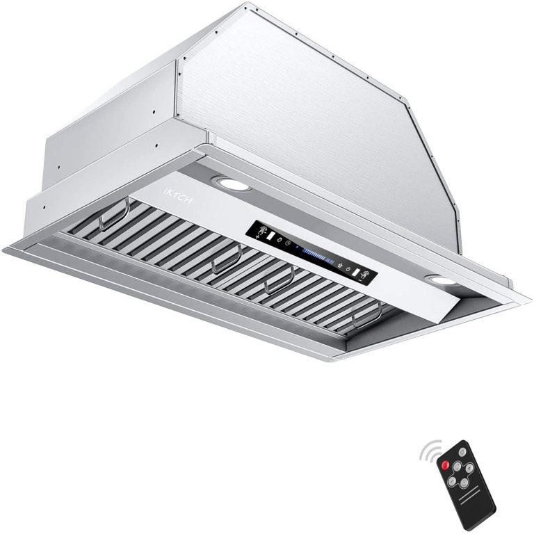 IKTCH 36 inch Built-in/Insert Range Hood 900 CFM, Ducted/Ductless Convertible Duct, Stainless Steel Kitchen Vent Hood with 2 Pcs Adjustable Lights and 2 Pcs Baffle Filters with Handlebar