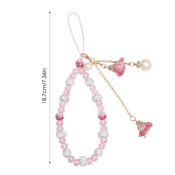 MEGAWHEELS Cell Phone Wrist Strap Beaded Phone Lanyard with Flower Pendant
