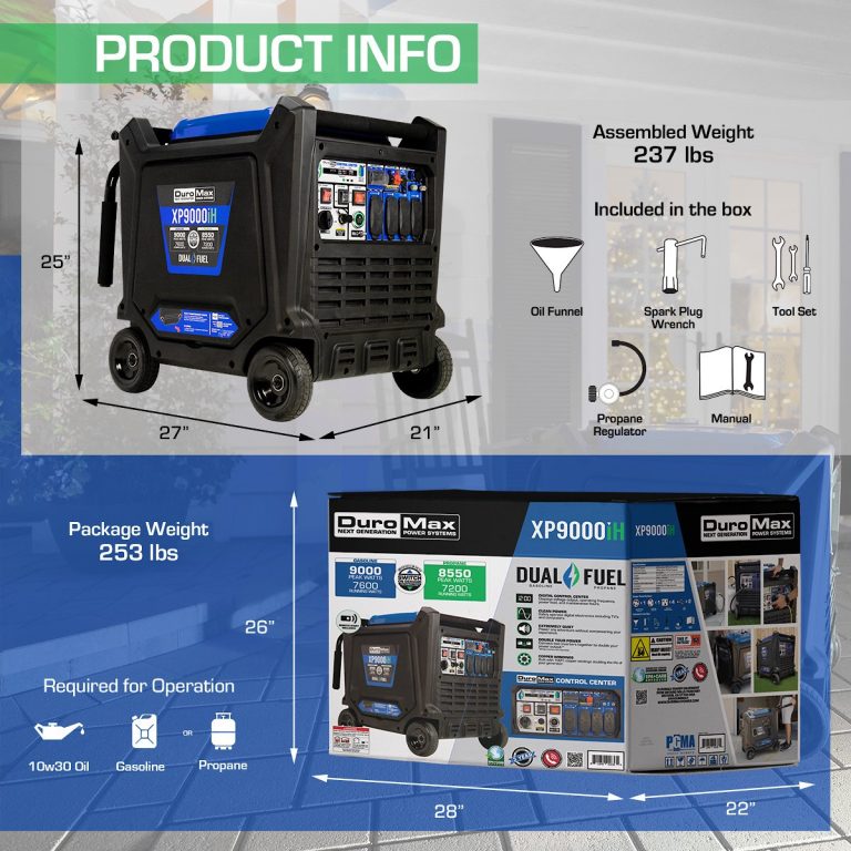 DuroMax XP9000iH 9,000 Watt Portable Dual Fuel Inverter Generator with CO Alert