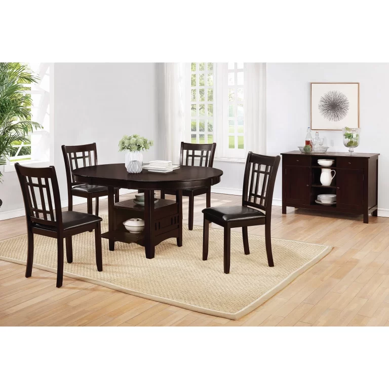 Wooden Dining Table With Storage Compartment, Espresso Brown- Saltoro Sherpi
