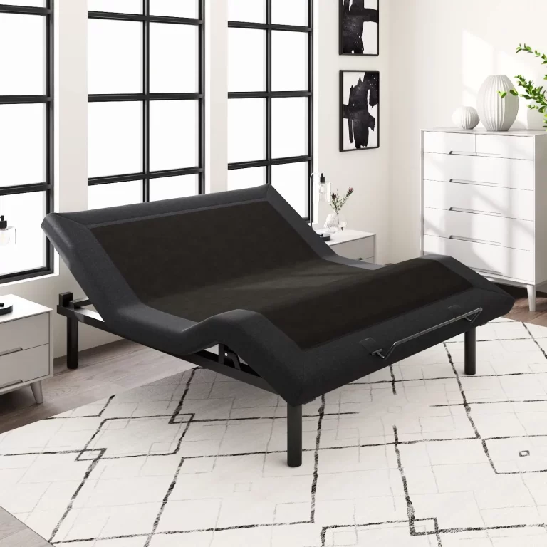 Allewie King Adjustable Bed Base Frame with New Generation Motor, Wireless Remote, Upholstered