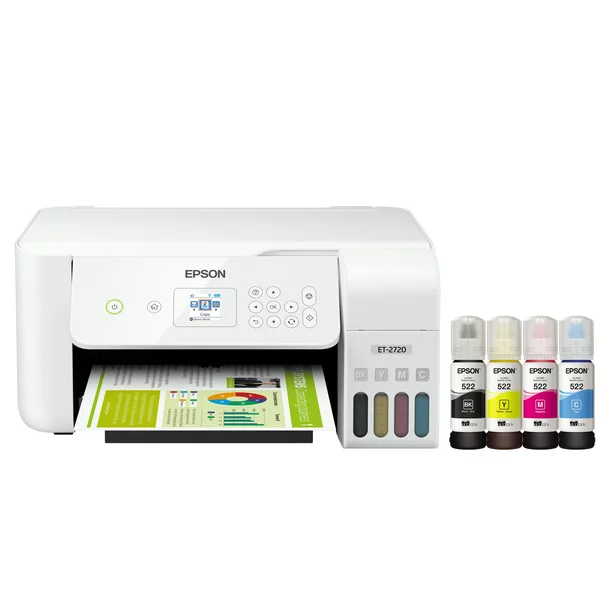 Epson EcoTank ET-2720 Wireless All-in-One Color Supertank Printer – White