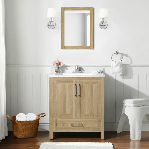 Ove Decors Kansas 30 W x 19″ D Freestanding Bathroom Vanity with Sink, White Oak