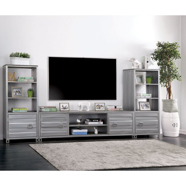 Furniture of America Huffman Industrial Right Pier Shelf, Silver