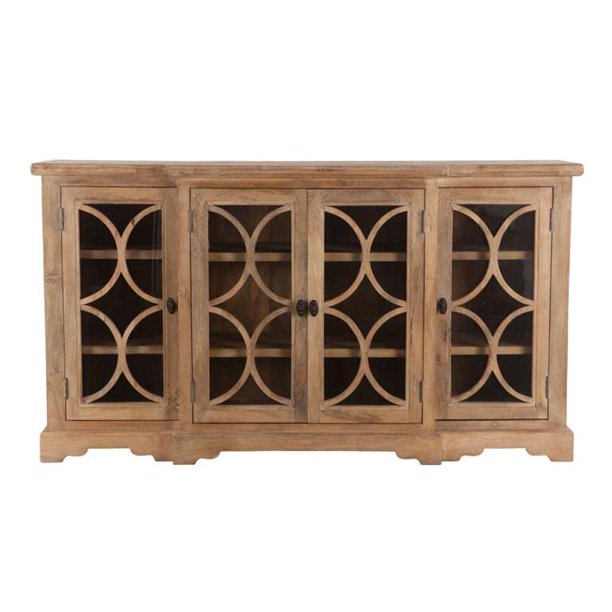 42 in. Cabinet with Carved Lattice Work Doors in Light Brown