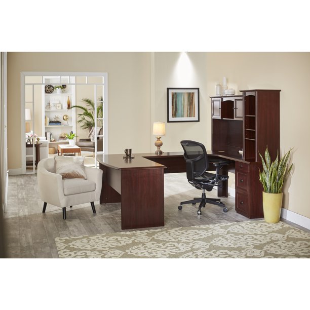 Realspace® Broadstreet 65″W U-Shaped Executive Desk, Cherry