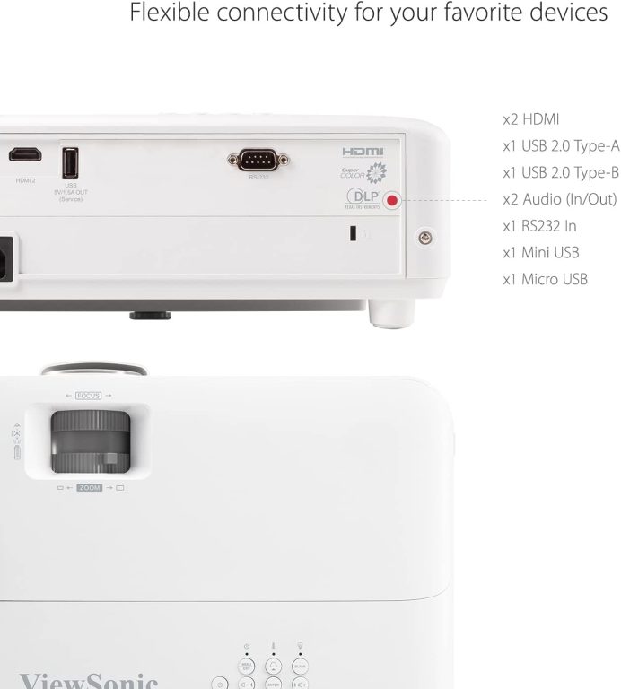 ViewSonic PX703HDH 1080p Projector, 3500 Lumens, Supercolor, DLP, 3D Blu-ray Ready, Dual HDMI, Sports Mode and Low Input Lag for Gaming, Home and Office