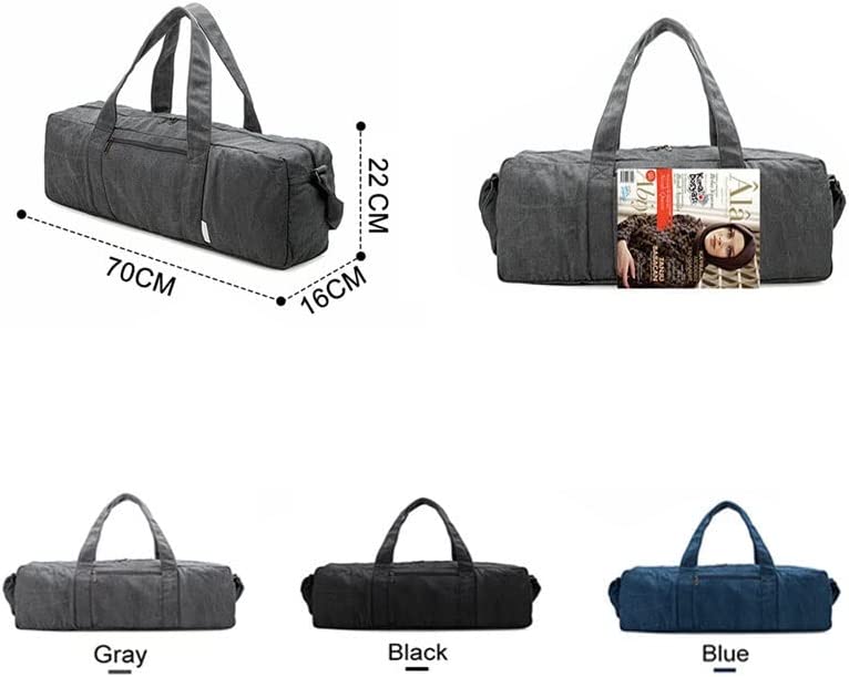 WSSBK Canvas Yoga Mat Bag Fitness Gym Bags for Women Training Sports Shouder Pilates Carrier Solid (Color : B, Size : 22x70x16cm)