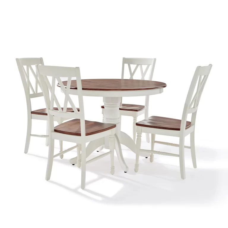 Crosley Brands KF13039WH 5 Piece Shelby Round Dining Set With Table & 4 Chairs – White
