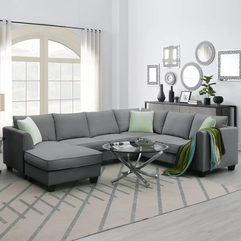 Churanty Modular Sectional Sofa with Storage Ottoman Couch L Shape Corner Sofa Sets 7 Seats Fabric Couch for Living Room, Grey,112 * 87 inch