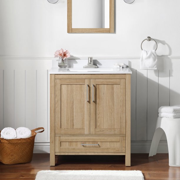 Ove Decors Kansas 30 W x 19″ D Freestanding Bathroom Vanity with Sink, White Oak