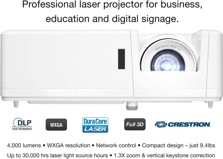 Optoma ZW400 WXGA Professional Laser Projector | Compact Design & Bright 4000 lumens | DuraCore Laser Technology, Up to 30,000 Hours | Network Control | 4K HDR Input | Quiet Operation